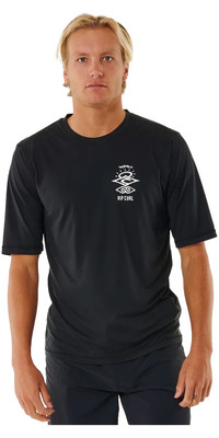 2024 Rip Curl Icons Surflite UPF Short Sleeve Lycra Vest 14YMRV - Black